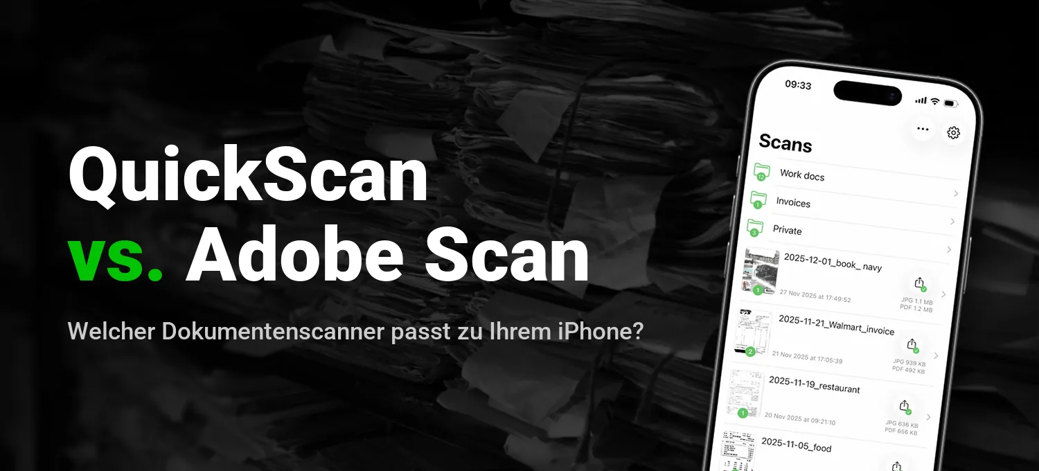 QuickScan vs. Adobe Scan: Dokumentenscanner fürs iPhone im Vergleich