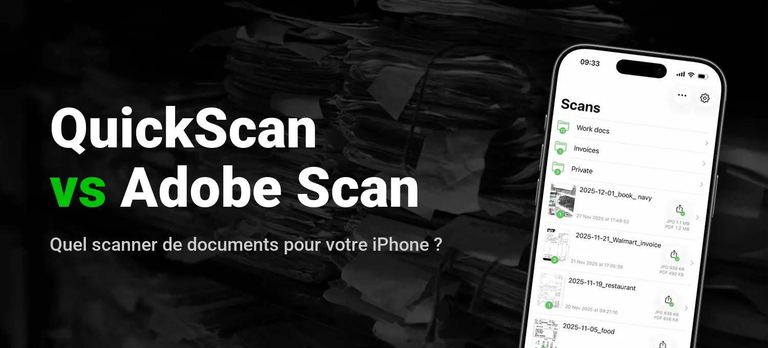 QuickScan vs Adobe Scan&nbsp;: comparatif de scanners de documents sur iPhone