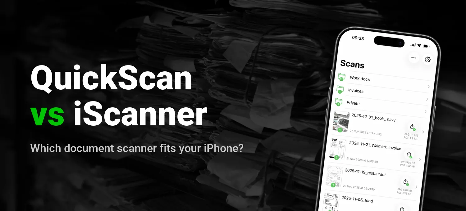 QuickScan vs iScanner: document scanner apps compared on iPhone